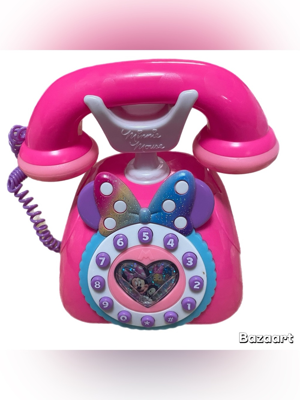 Disney Minnie Mouse Pink Toy Telephone Pretend Play Lights & Sounds Working